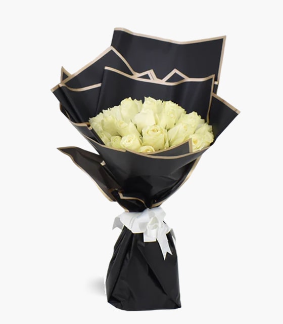 35 White Roses Bouquet