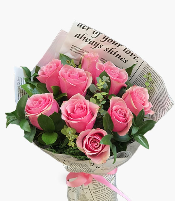 9 Pink Roses